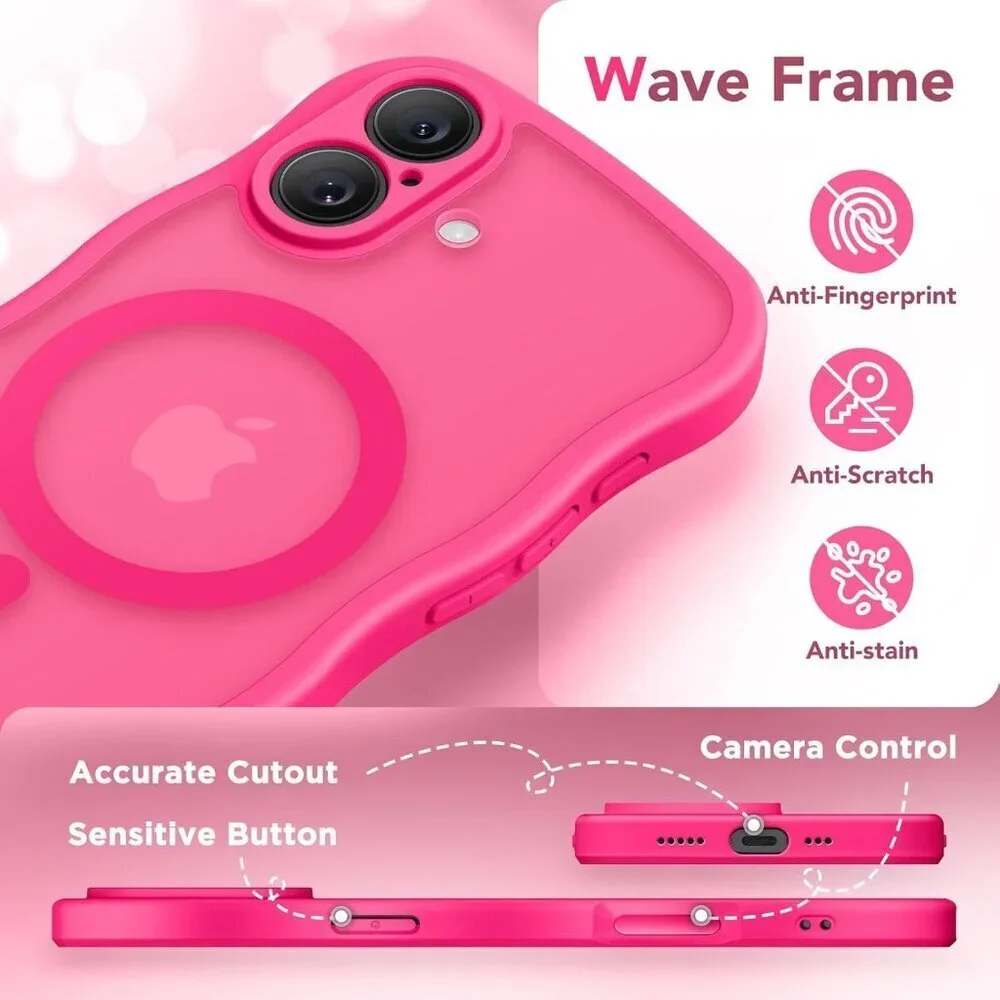 Women Hot Pink Iphone 17 Pro Max Case Full Camera Protection Mag Safe